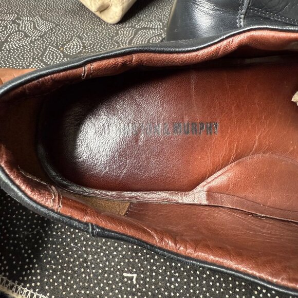 Johnston & Murphy Mens Leather Oxfords Square Cap Toe Size 12M Black - Picture 6 of 9